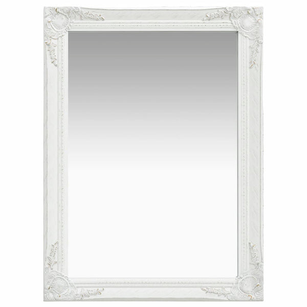 Wall Mirror Baroque Style 60x80 cm White