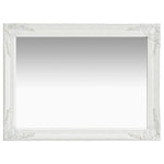 Wall Mirror Baroque Style 60x80 cm White