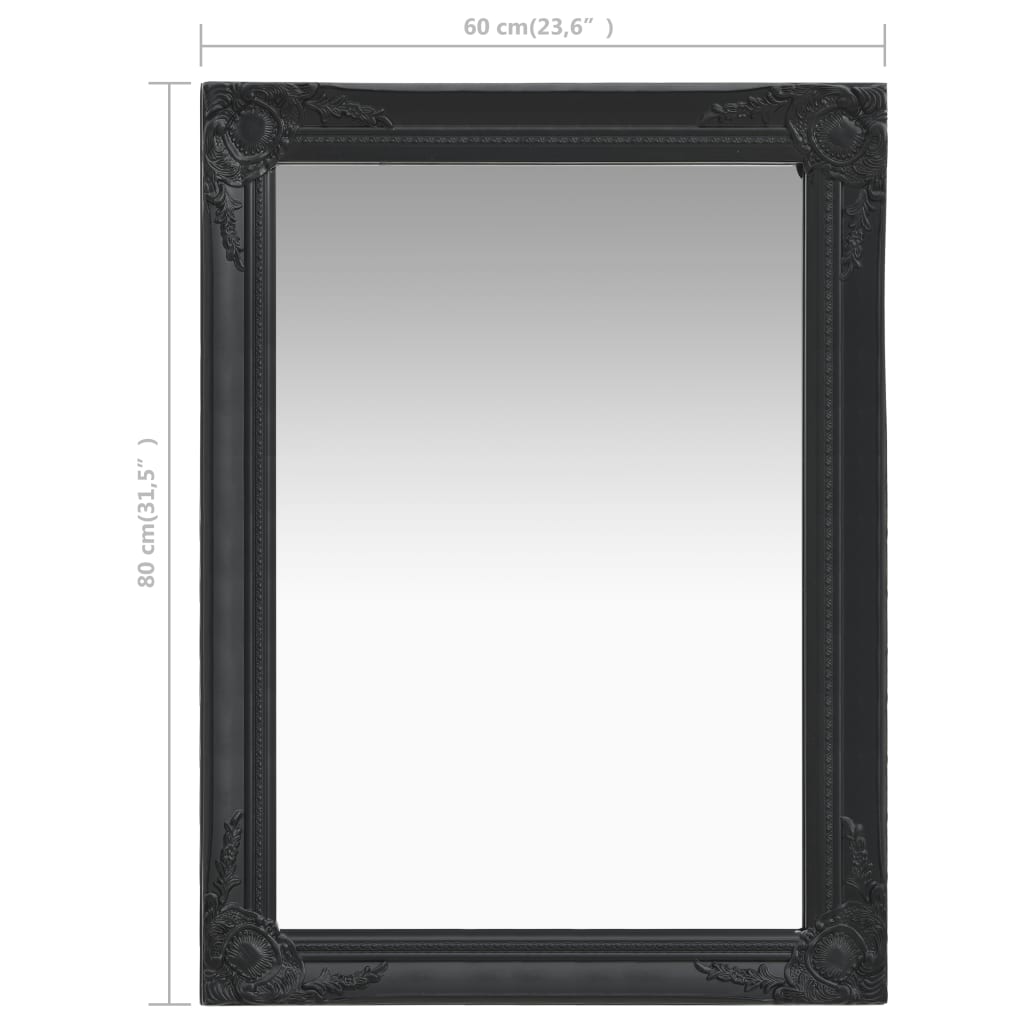 Wall Mirror Baroque Style 60x80 cm Black