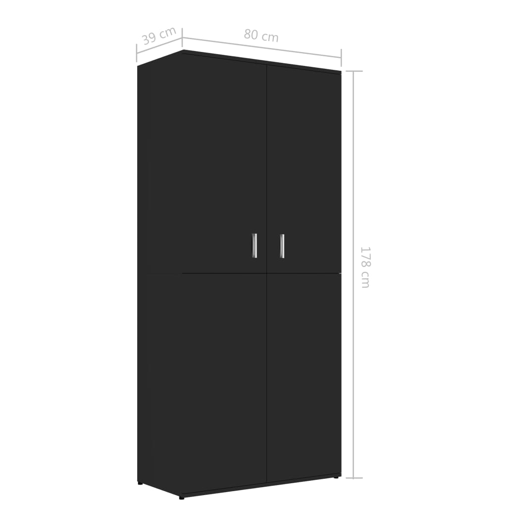 Shoe Cabinet High Gloss Black 80x39x178 cm Chipboard