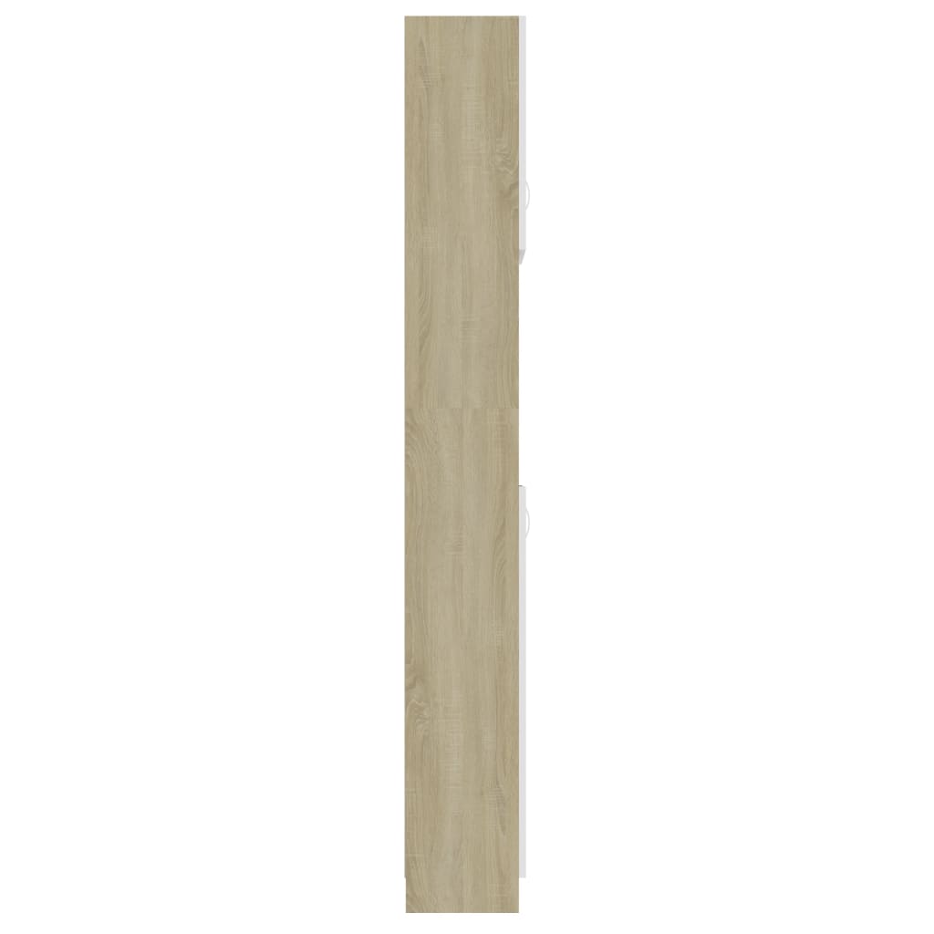Bathroom Cabinet White and Sonoma Oak 32x25.5x190 cm Chipboard