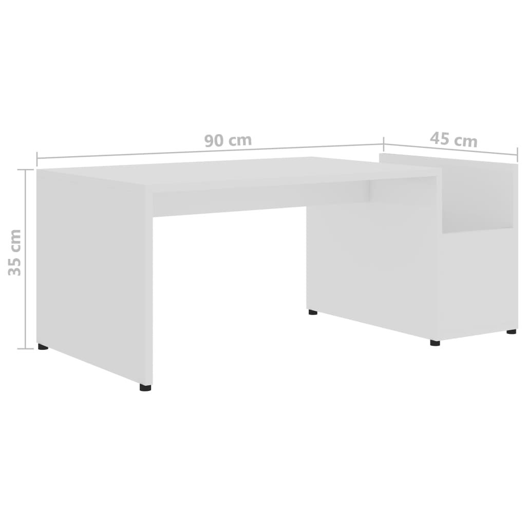 Coffee Table High Gloss White 90x45x35 cm Chipboard