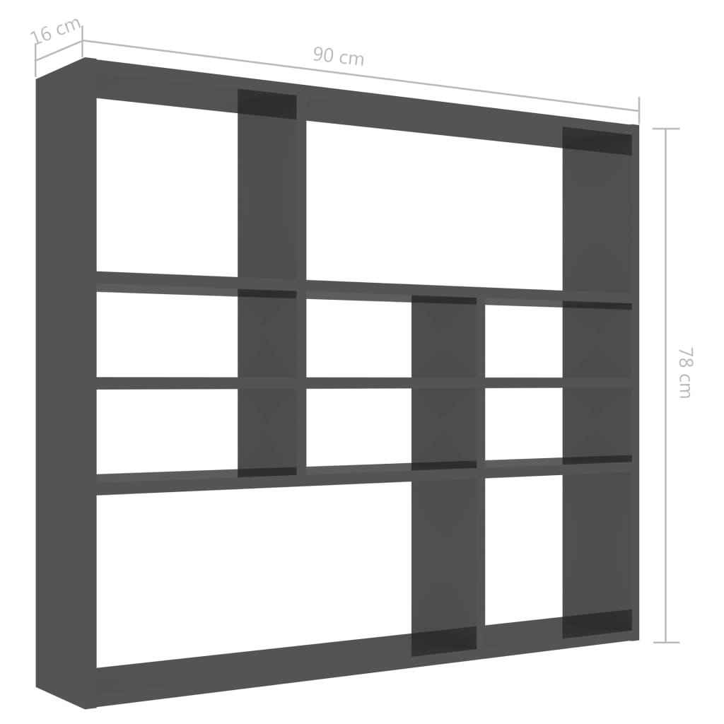 Wall Shelf High Gloss Grey 90x16x78 cm Chipboard