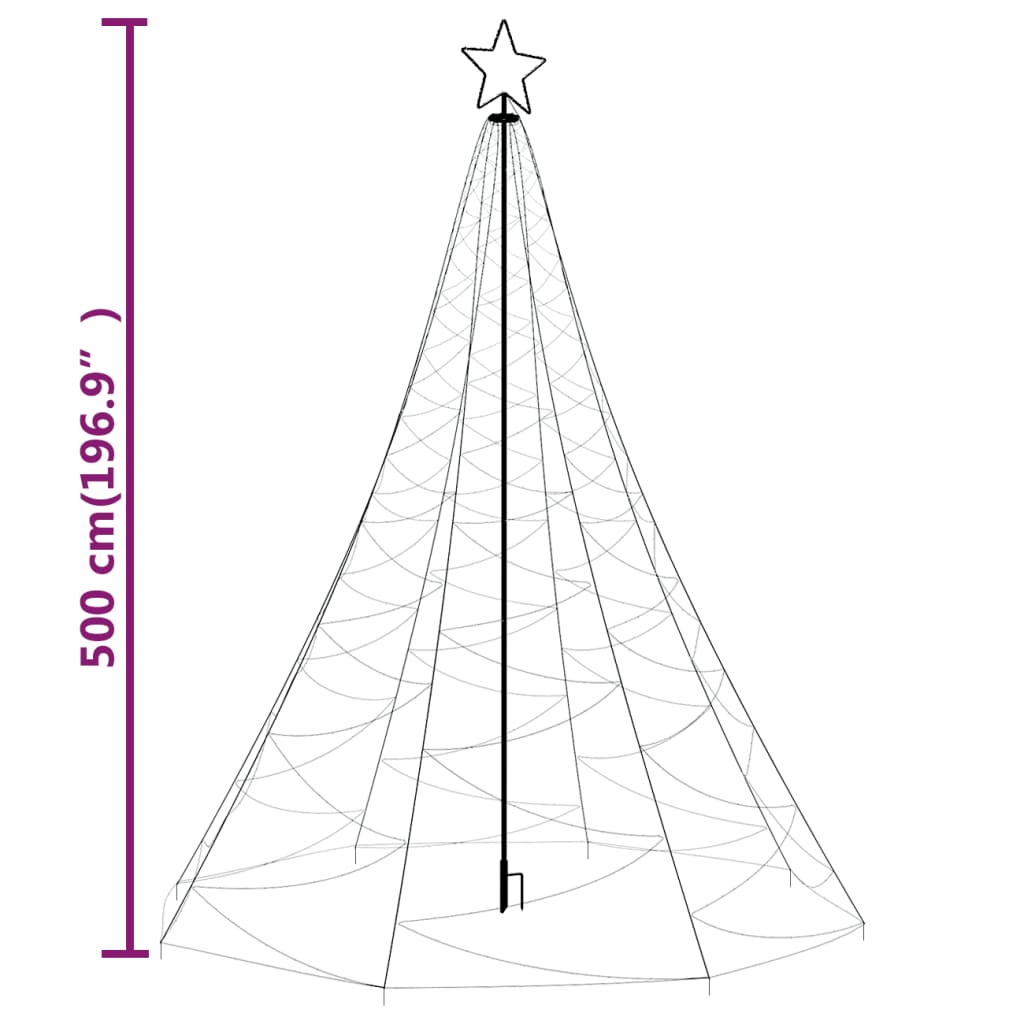 Christmas Tree with Spike Colourful 1400 LEDs 500 cm