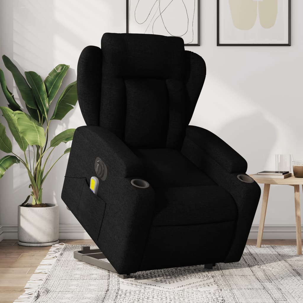 Stylish Electric Stand up Massage Recliner Chair Dark Grey Fabric