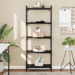 Bookcase 4,5,6-Tier Black Engineered Wood