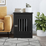 Dog Crate Furniture Engineered Wood Black/White