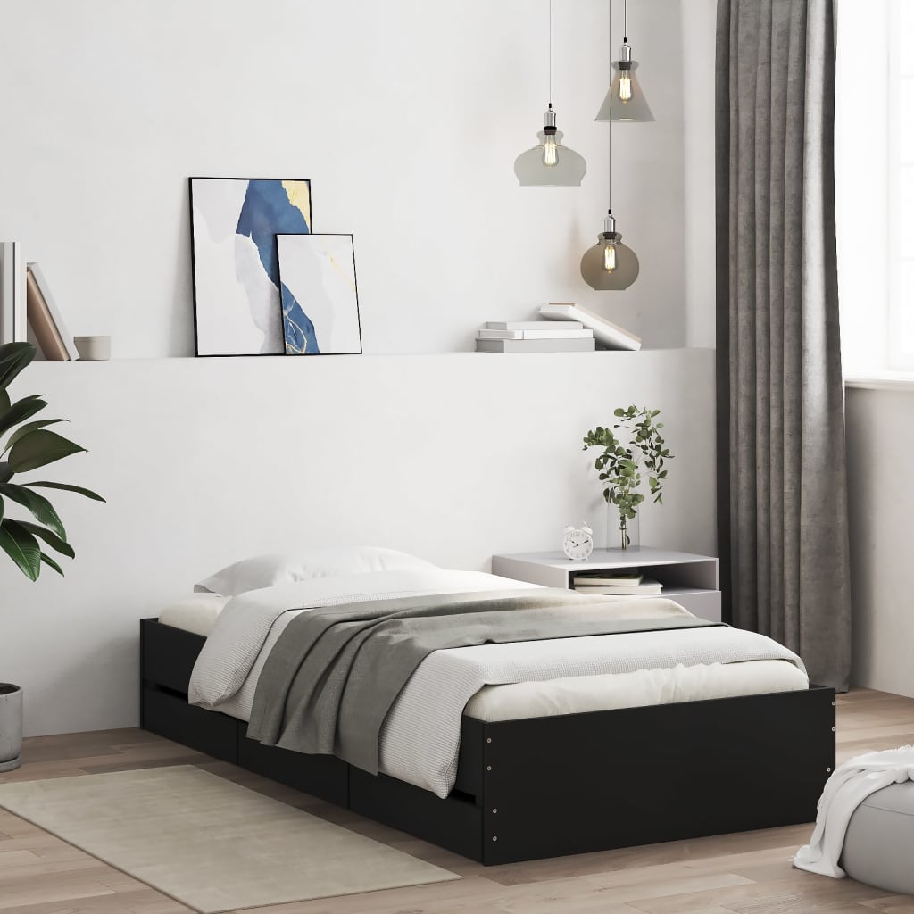 Bed Frame with Drawers White