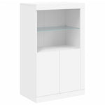Side Cabinet with LED Lights White/Black Engineered Wood