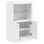 Side Cabinet with LED Lights White/Black Engineered Wood