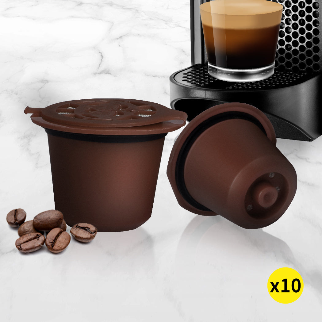 10x Refillable Reusable Coffee Filter Capsules Pods Pod for Nespresso Machine Grey