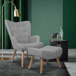 Armchair Lounge Chair Ottoman Accent Armchairs Fabric Sofa Chairs Grey