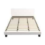 King Bed Frame with Wooden Slats and Boucle Fabric Bed Base Mattress Platfrom White