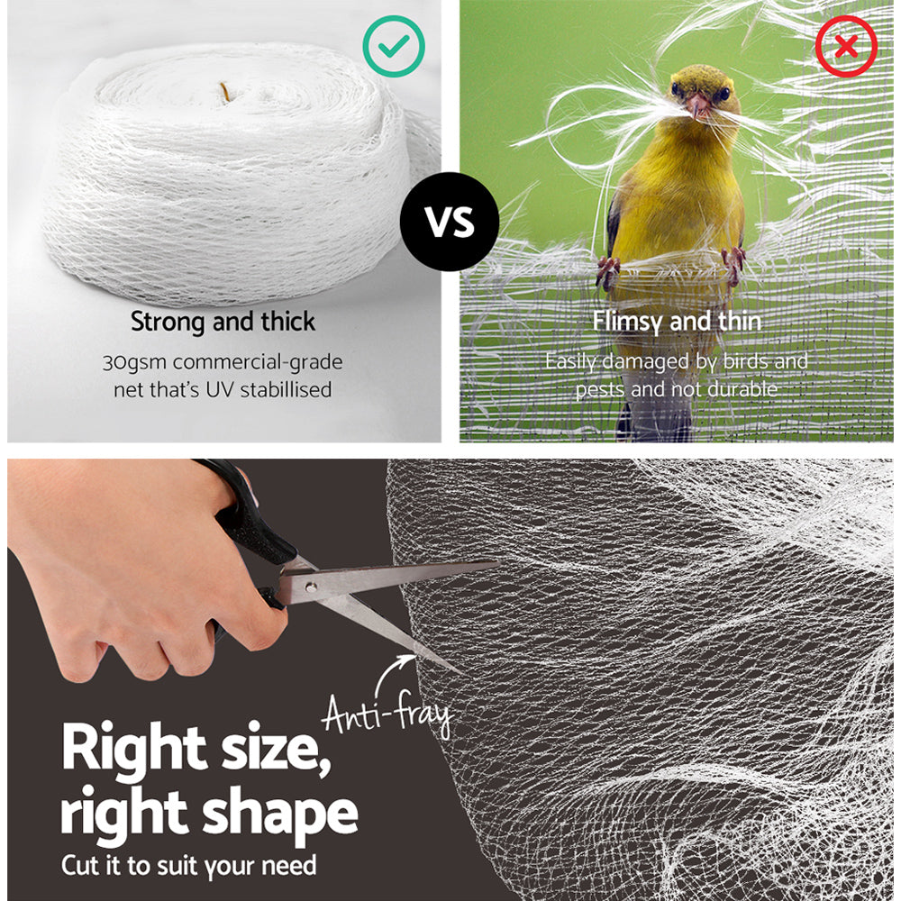 Bird Netting Net Anti Pest Commercial Fruit Trees Plant 5x10m 30GSM White