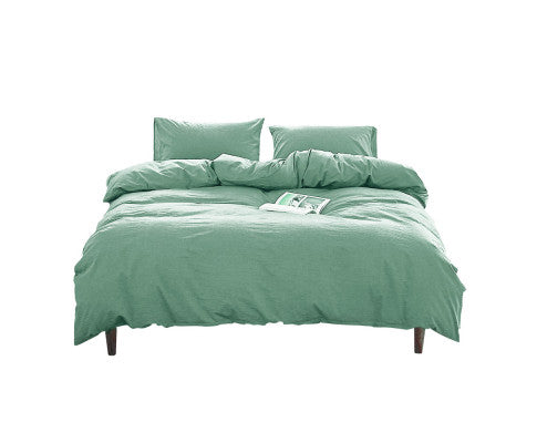Comfortable Duvet Cover Quilt Set Flat Cover Pillow Case Essential Green Single