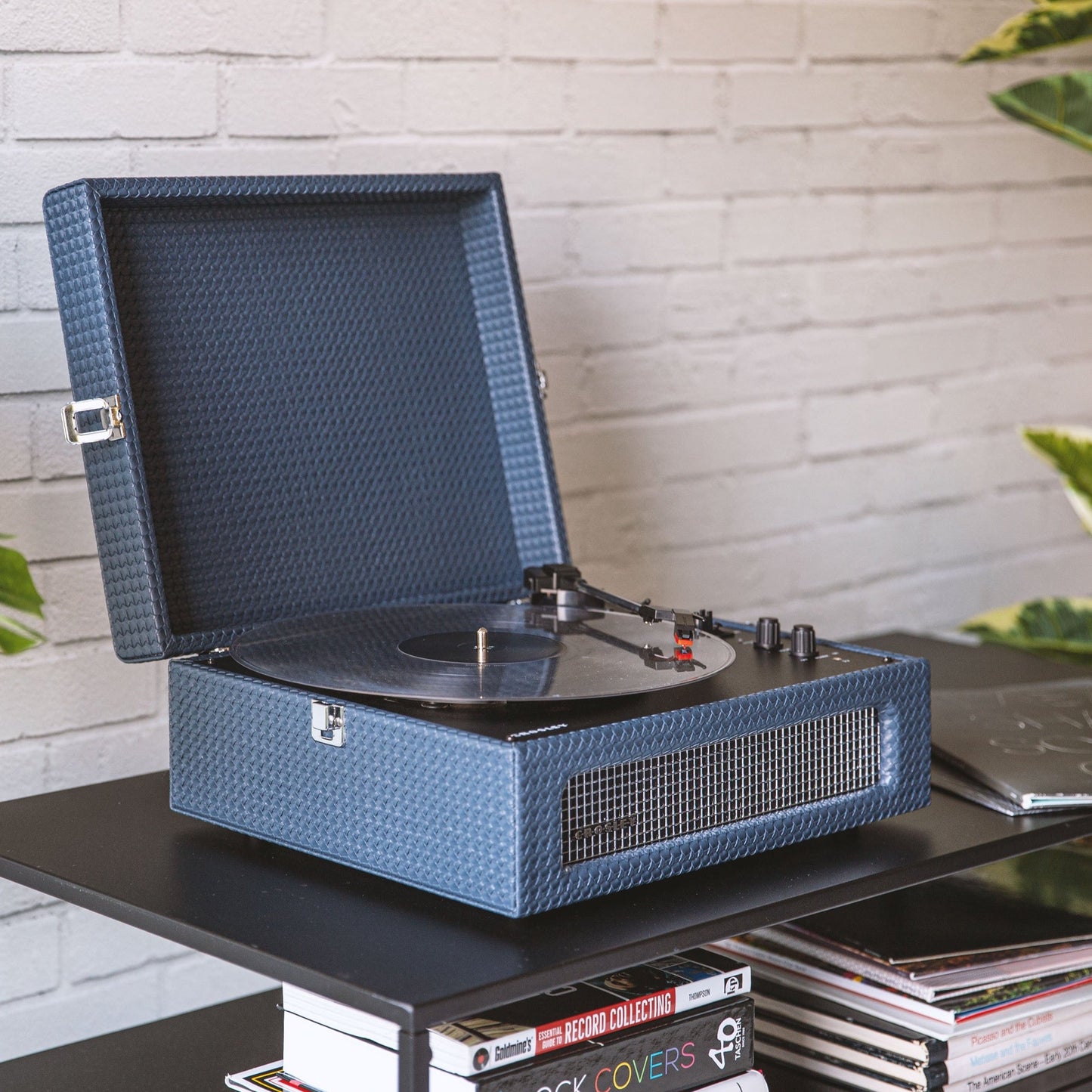 Navy - Bluetooth Portable Turntable & Record Storage Crate