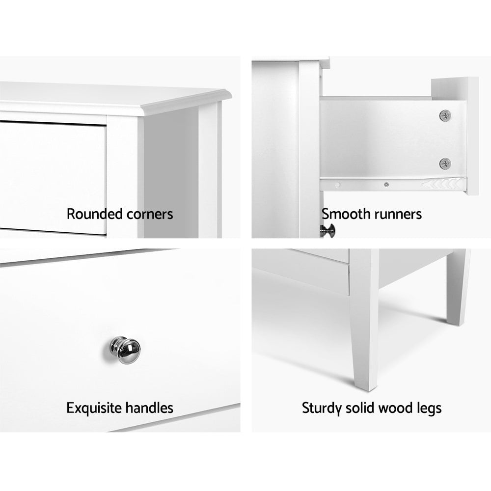 4 Chest of Drawers Tallboy Storage Cabinet Bedside Table Dresser White
