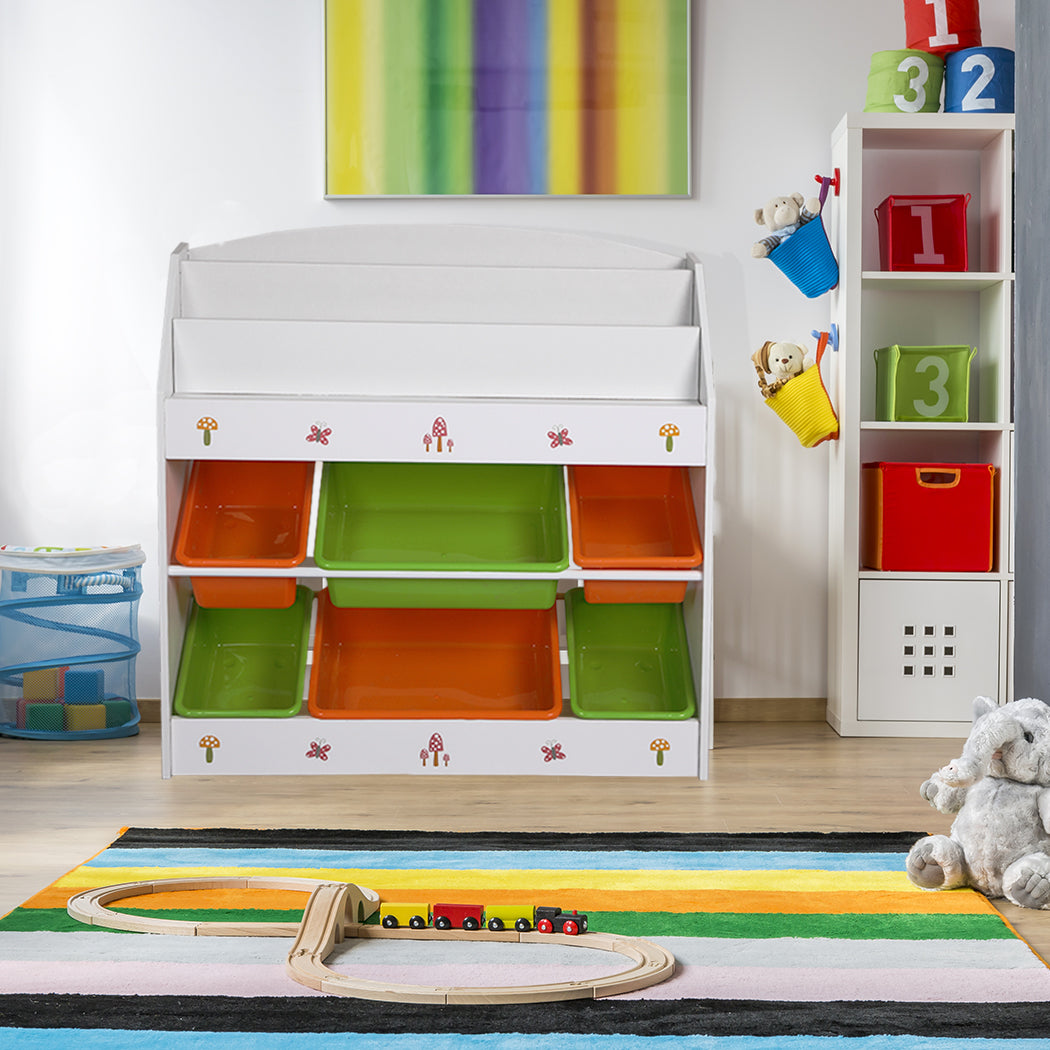 Kids Toy Box Organizers and Storage, Kids Bookshelf and Bookcase for Playroom