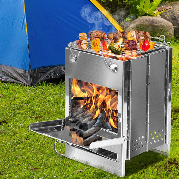  Stainless Steel BBQ Grill Folding Stove Portable Outdoor Camping Small