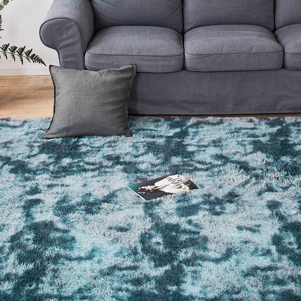  Floor Rug Shaggy Rugs Soft Large Carpet Area Tie-dyed 200x230cm Blue
