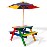 Kids Wooden Picnic Table Set, Umbrella