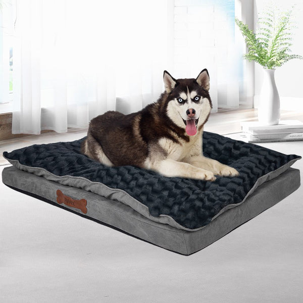  Dog Calming Bed Sleeping Kennel Soft Plush Comfy Memory Foam Mattress Dark Grey