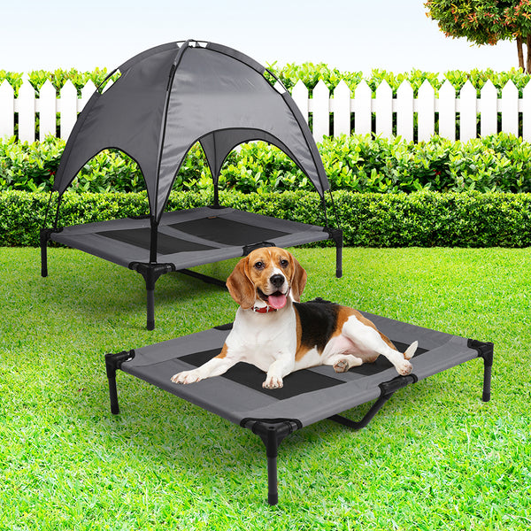  Pet Trampoline Bed Dog Cat Elevated Hammock With Canopy Raised Heavy Duty L