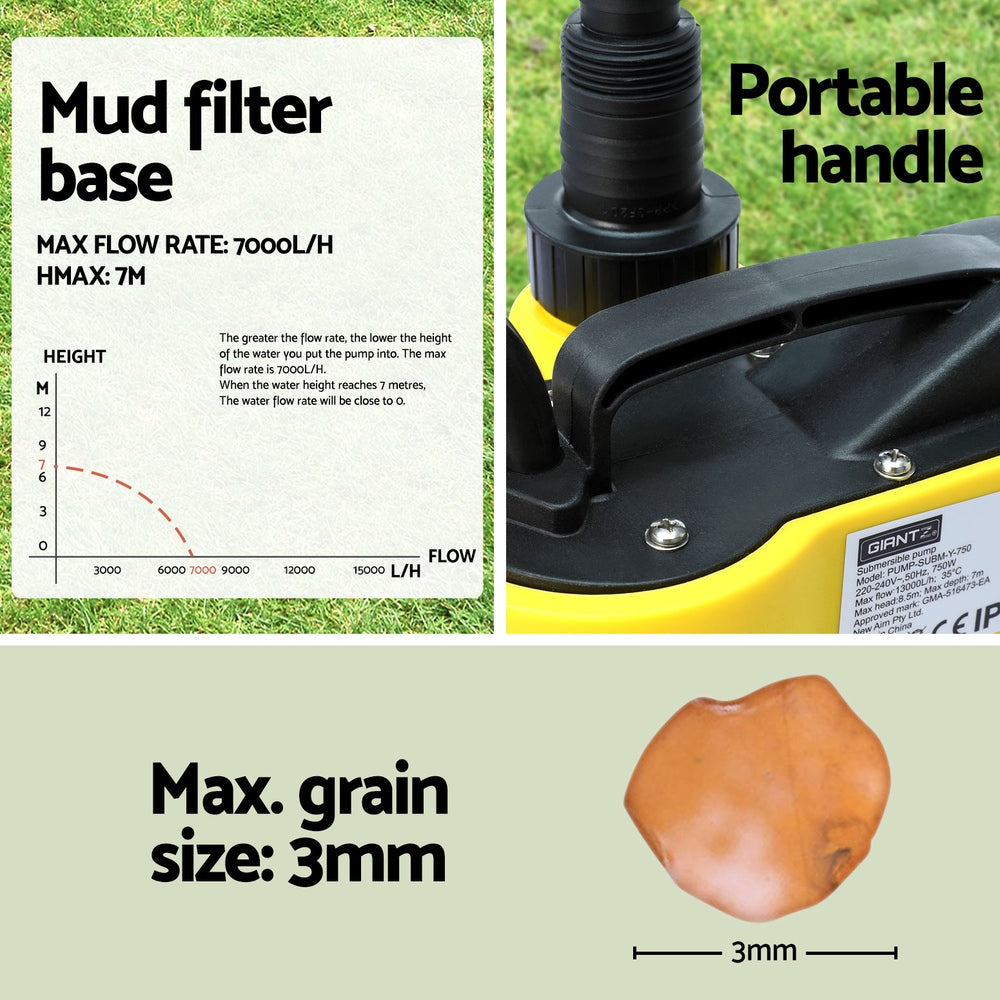 Garden Water Submersible Pump 750W/400W Tank Well Steel