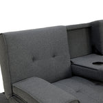 Rochester Linen Fabric Sofa Bed Lounge Couch Futon - Dark Grey