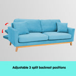 3 Seater Velvet Sofa Bed Couch Furniture - Blue