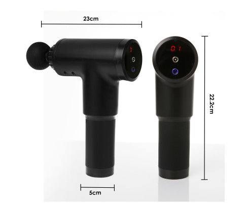 Fit Smart LCD Display 6 Level Vibration Massage Gun Black