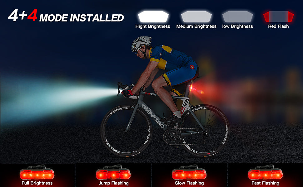 Bike Led Light 550Lm Front And Back Usb Rechargeable With 4000Mah Power Bank And Ipx4 Waterproof