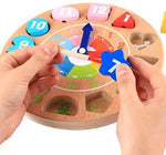 Wooden Shape Color Sorting Clock For Teaching Time Number For Kids