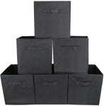 6x Foldable Fabric Basket Bin Storage Cube For Nursery, Office And Home Decor (Black