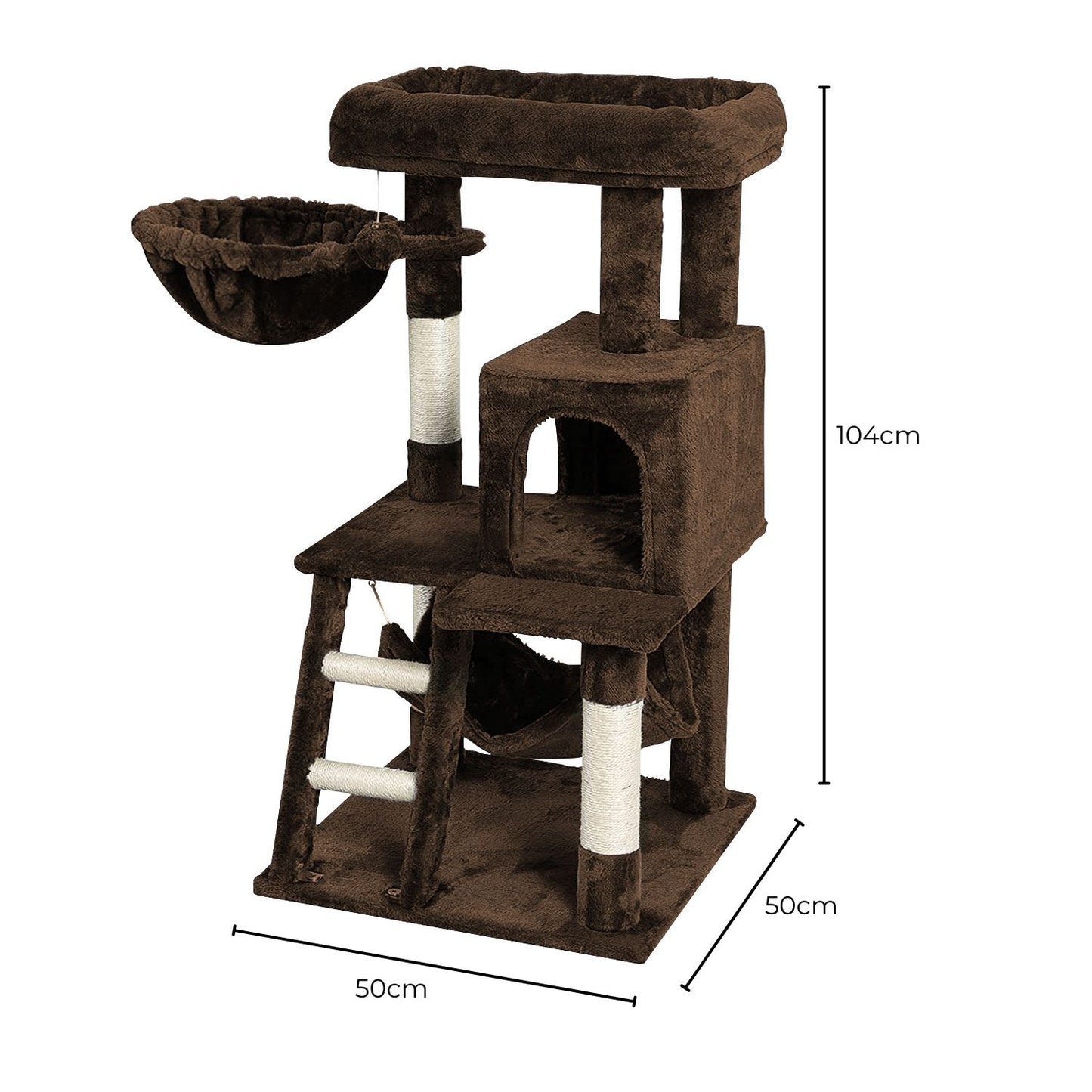 104Cm Plush Cat Condo Cat Tree Light Grey