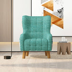 Printed Fabric High Back Accent Chair With Wooden Leg