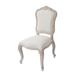 Dining Chair Linen Fabric Beige Oak Wood White Washed Finish