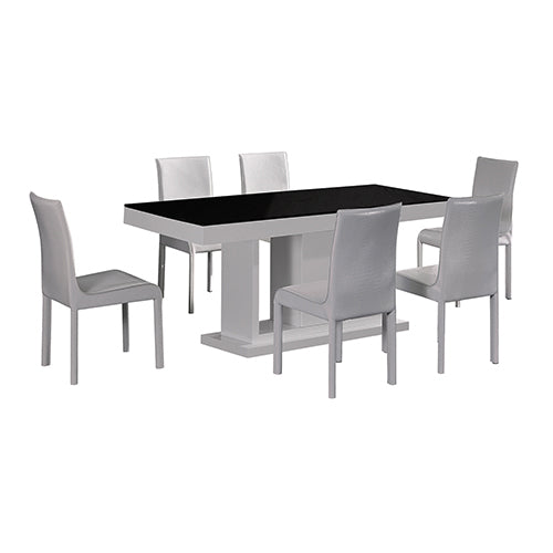  7-Piece Dining Suite: Rectangular Table & 6 White Chairs