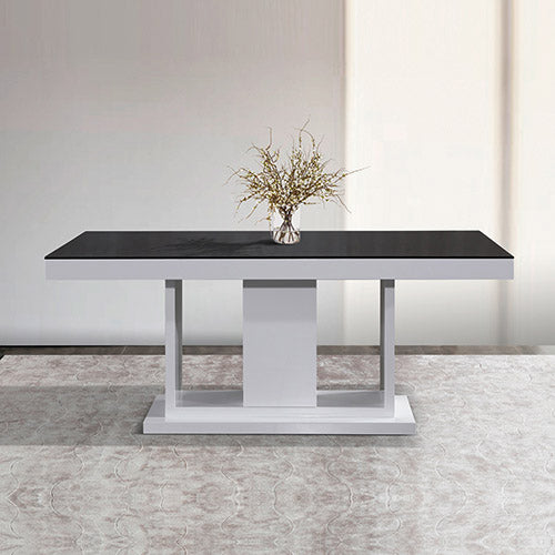 Rectangular High Gloss Dining Table, Black & White