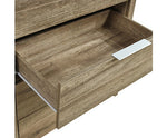 Oak-Colored Tallboy With 5 Storage Drawers