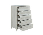 White Ash-Colored Tallboy With 5 Storage Drawers