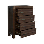 Chocolate Wooden Tallboy With 4 Storage Drawers