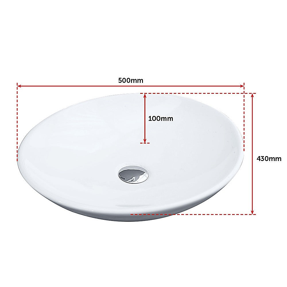 Bathroom Ceramic Oval Above Countertop Basin for Vanity - Melbourne Home & Living