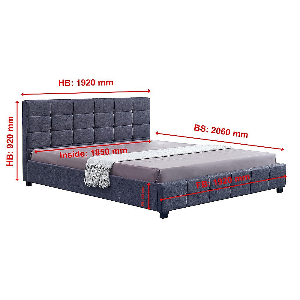 Linen Fabric King Deluxe Bed Frame Grey - Melbourne Home & Living