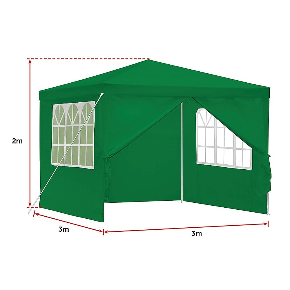 3x3m Gazebo Outdoor Marquee Tent Canopy Green - Melbourne Home & Living