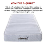 Contour 20Cm Encased Coil Single Mattress Certipur-Us Certified Foam