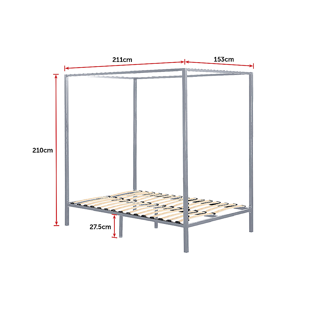4 Four Poster Queen Bed Frame Metal