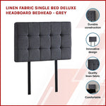 Contemporary Linen Fabric Single Bed Deluxe Headboard - Grey