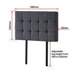 Contemporary Linen Fabric Single Bed Deluxe Headboard - Grey