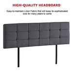 Majestic Linen Fabric King Bed Deluxe Headboard - Grey
